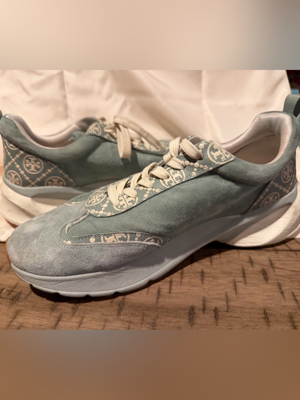 Tory Burch green Suede Logo Sneakers